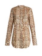 Adam Lippes Stand-collar Leopard-print Cotton Shirt