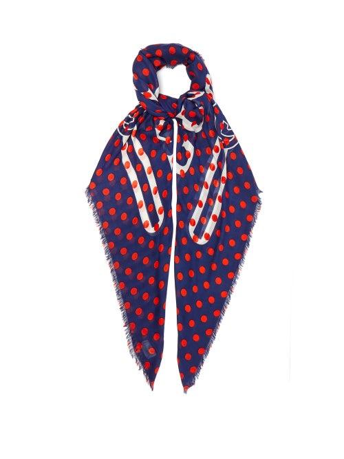 Matchesfashion.com Gucci - Logo And Polka-dot Scarf - Womens - Red