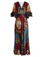 Etro Jungle-print V-neck Silk-satin Gown