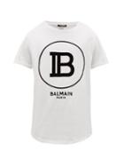Matchesfashion.com Balmain - Flocked Monogram Cotton T Shirt - Mens - White