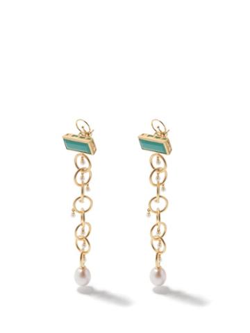 Ladies Jewellery Ammanii - The Rebel Queen Nefertiti Gold-vermeil Earrings - Womens - Green Gold