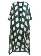 Matchesfashion.com Eskandar - Expanding Squares Shibori Dyed Silk Kimono - Womens - Green White