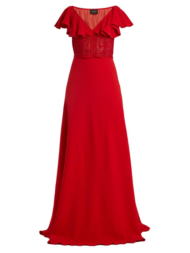 Giambattista Valli Cape-back V-neck Crepe-cady Gown