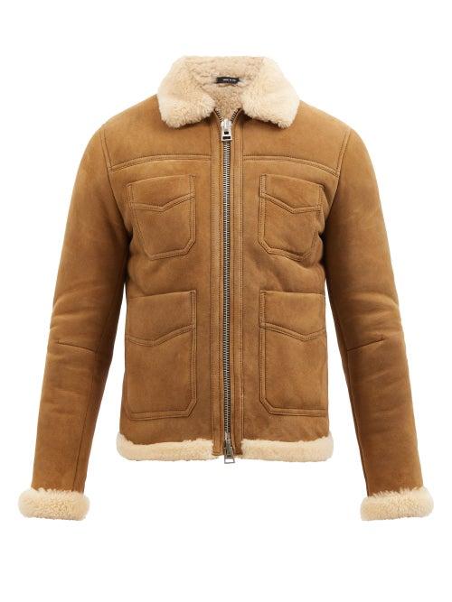 Tom Ford - Zip-front Shearling Jacket - Mens - Beige