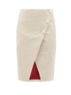 Matchesfashion.com Sara Battaglia - Asymmetric Cotton Blend Jumbo Corduroy Wrap Skirt - Womens - Cream