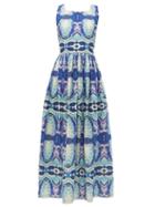 Matchesfashion.com Le Sirenuse, Positano - Julia Fish Tail Print Cotton Dress - Womens - Blue Multi