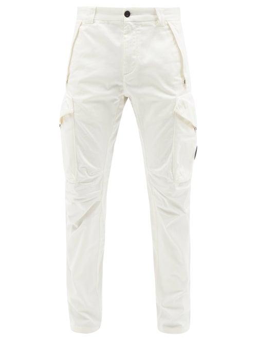 C.p. Company - Goggle-lens Cotton-blend Sateen Cargo Trousers - Mens - White