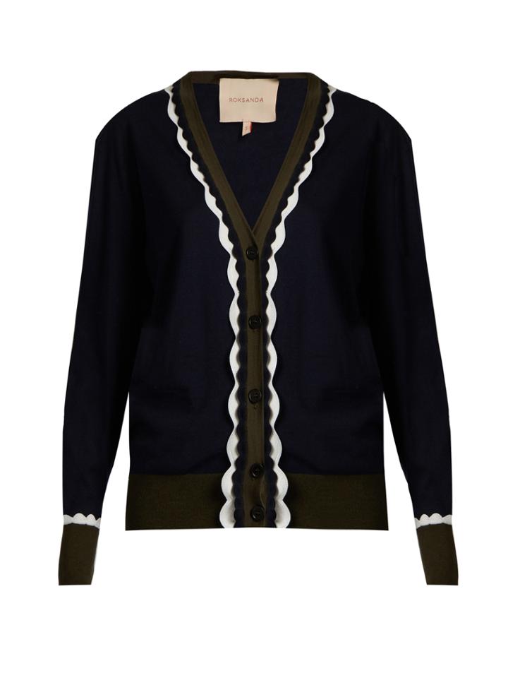Roksanda Heddon Scalloped-edge Wool Cardigan
