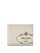 Matchesfashion.com Prada - Logo Print Bi Fold Leather Wallet - Mens - White