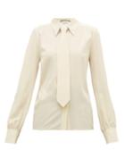 Matchesfashion.com Gucci - Tie Embellished Silk Crepe De Chine Blouse - Womens - Ivory