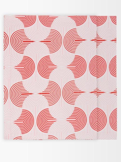 La Doublej - Set Of Two Slinky Rosso-print Linen Placemats - Womens - Pink Multi