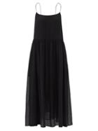 Raey - Gathered Skirt Silk Slip Dress - Womens - Black