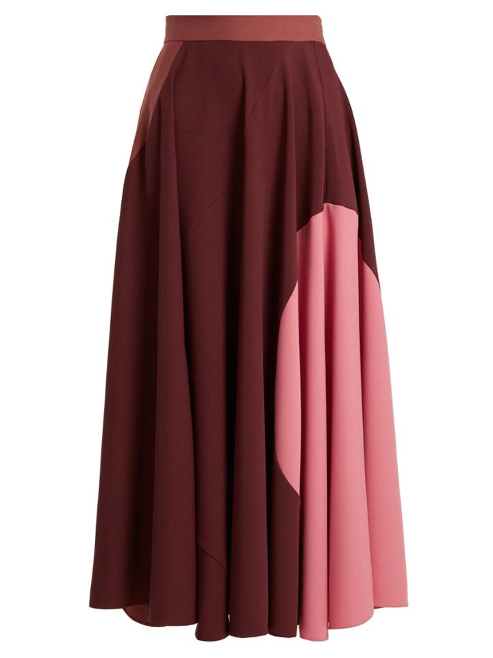 Roksanda Milena Fluted Colour-block Cady Skirt
