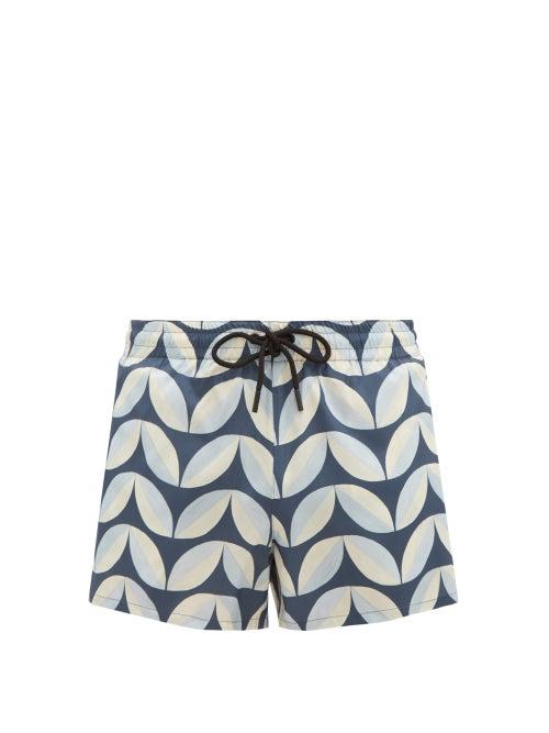 Matchesfashion.com Commas - Drawstring Pavilion Tile-print Swim Shorts - Mens - Blue Multi