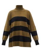 Petar Petrov - Elan Striped Cashmere Roll-neck Sweater - Womens - Green