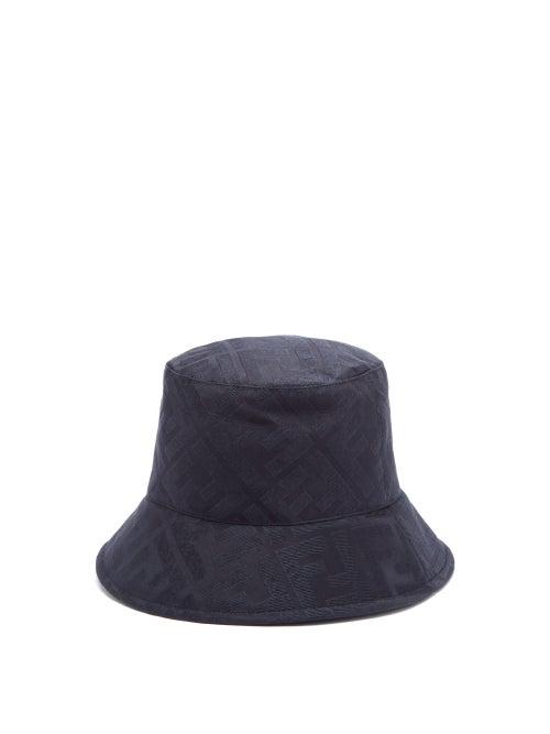 Matchesfashion.com Fendi - Ff Logo-jacquard Satin Bucket Hat - Womens - Black