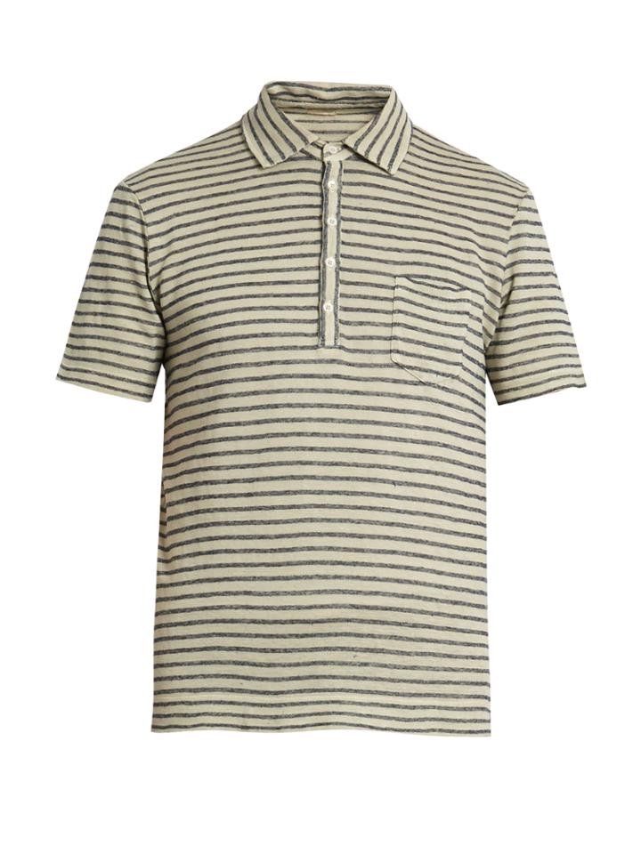 Massimo Alba Wembley Striped Linen Polo Shirt