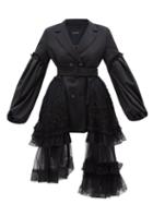 Simone Rocha - Double-breasted Tuille Puff-sleeve Twill Coat - Womens - Black