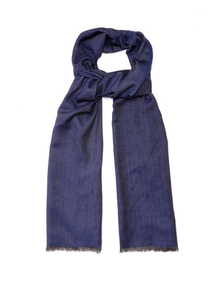 Ermenegildo Zegna Striped Wool, Cashmere And Silk-blend Scarf