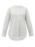 Matchesfashion.com Apiece Apart - Lalo Collarless Striped Cotton Shirt - Womens - Cream