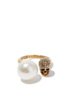 Matchesfashion.com Alexander Mcqueen - Faux Pearl And Skull Ring - Womens - Pearl