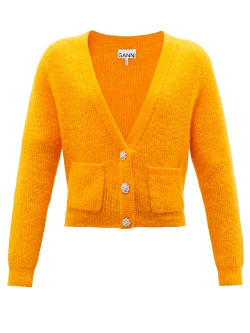 Ganni - Crystal-embellished Cardigan - Womens - Orange