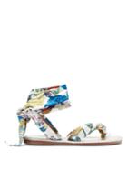 Matchesfashion.com Christian Louboutin - Spetsos Botanical-print Satin Sandals - Womens - White Multi
