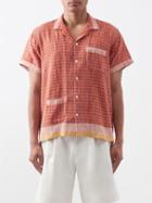 Harago - Patch-pocket Handwoven-cotton Shirt - Mens - Red Multi