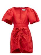 Matchesfashion.com Preen By Thornton Bregazzi - Oksana Gathered Silk Satin Mini Dress - Womens - Red