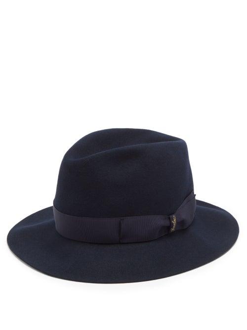 Matchesfashion.com Borsalino - Ribbon-trimmed Fedora Hat - Mens - Navy
