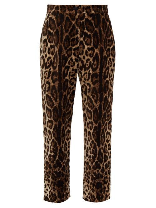 Matchesfashion.com Dolce & Gabbana - Leopard Print Velvet Trousers - Womens - Leopard