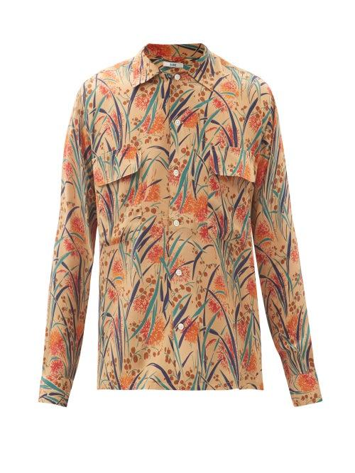 Matchesfashion.com Bode - Housatonic Louie Floral-print Silk Shirt - Mens - Red Multi