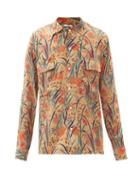 Matchesfashion.com Bode - Housatonic Louie Floral-print Silk Shirt - Mens - Red Multi
