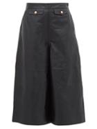 Matchesfashion.com Current/elliott X Vampires Wife - High Rise Leather Culottes - Womens - Black