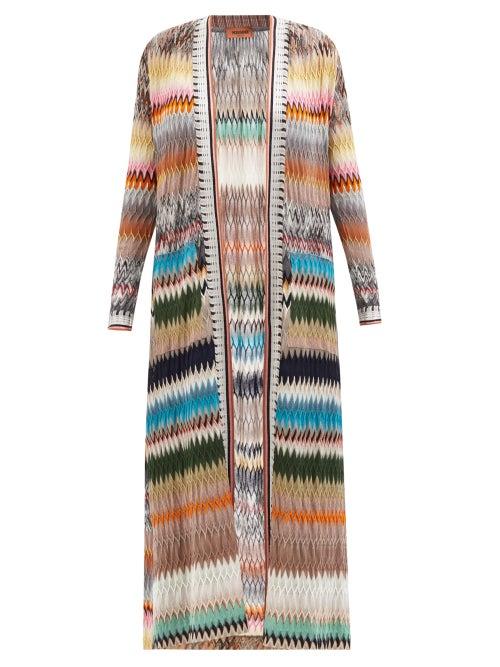 Missoni - Zigzag-intarsia Mesh Coat - Womens - Multi