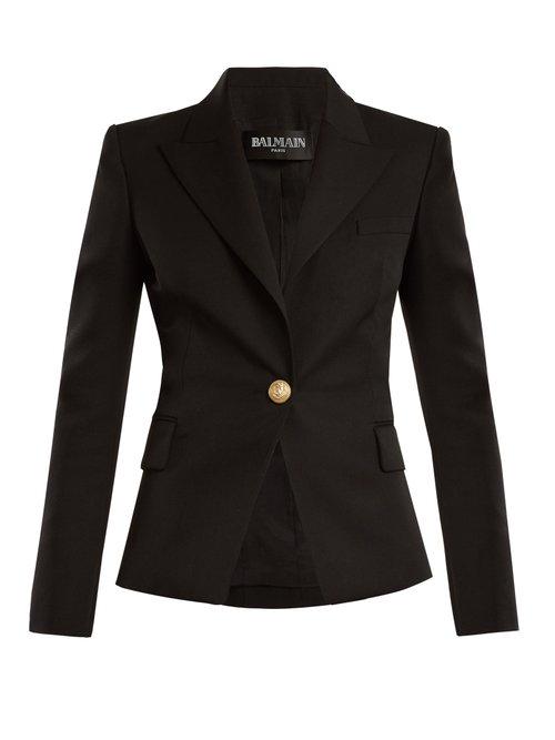Matchesfashion.com Balmain - Single Breasted Wool Blazer - Womens - Black