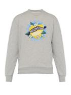 Matchesfashion.com Maison Kitsun - Limone Logo Embroidered Cotton Jersey Sweatshirt - Mens - Grey