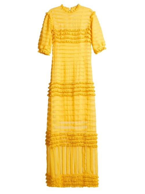 Emilio De La Morena Oralie Frill-trimmed Silk-chiffon Gown