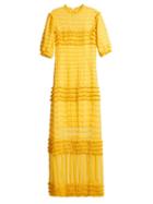 Emilio De La Morena Oralie Frill-trimmed Silk-chiffon Gown