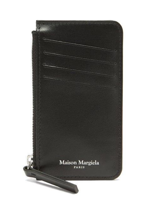 Maison Margiela - Four-stitches Number-embossed Leather Cardholder - Mens - Black