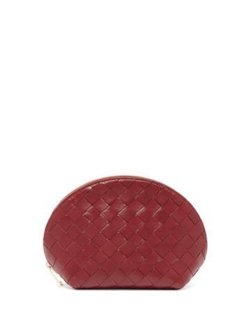 Matchesfashion.com Bottega Veneta - Intrecciato Leather Make-up Bag - Womens - Burgundy