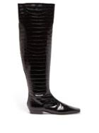 Totme - Crocodile-effect Leather Over-the-knee Boots - Womens - Black
