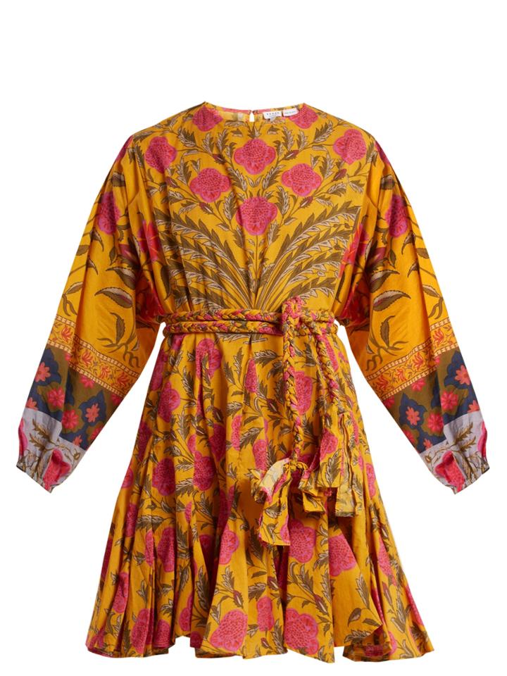 Rhode Resort Ella Floral-print Tie-waist Cotton Dress