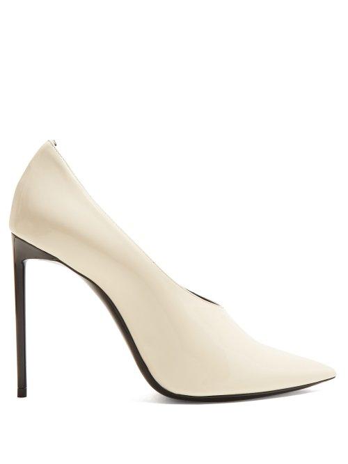 Matchesfashion.com Saint Laurent - Teddy Leather Pumps - Womens - Cream
