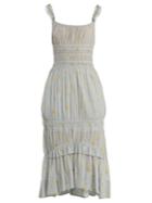 Brock Collection Darren Geranium-print Smocked Cotton Dress