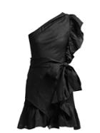 Matchesfashion.com Isabel Marant Toile - Teller One Shoulder Frill Mini Dress - Womens - Black