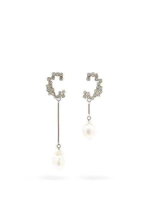 Matchesfashion.com Chlo - Crystal And Baroque-pearl C Earrings - Womens - Crystal