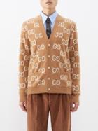 Gucci - Gg-jacquard Wool Cardigan - Mens - Camel