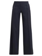 Matchesfashion.com Chlo - High Rise Wide Leg Wool Trousers - Womens - Navy