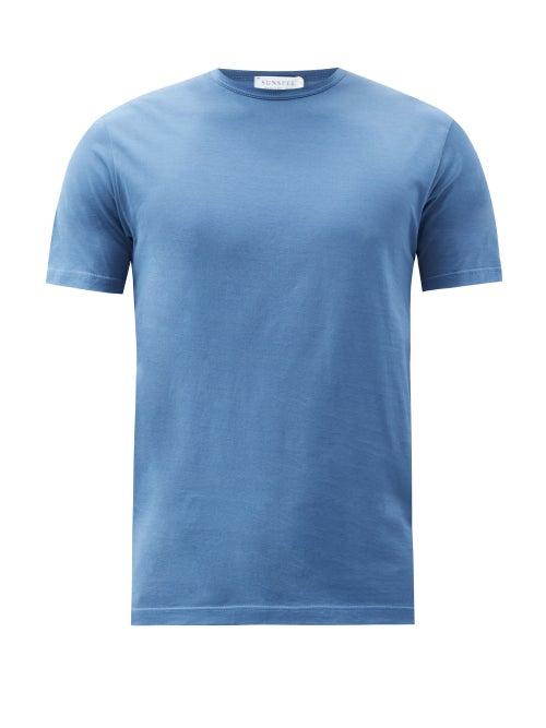 Matchesfashion.com Sunspel - Crew-neck Cotton-jersey T-shirt - Mens - Dark Blue